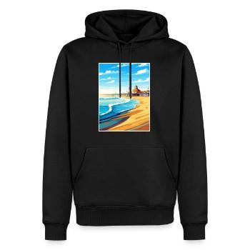 Huntington Beach Californie Vintage affiche de voyage - Sweat à capuche Premium bio Homme - noir - Devant - Nico (187cm)