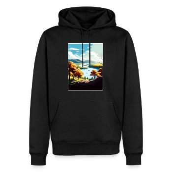 Hudson Valley New York State Vintage Reiseposter - Männer Premium Bio Hoodie - Schwarz - Vorne - Nico (187cm)