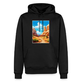 Grand escalier Utah désert Vintage voyage affiche - Sweat à capuche Premium bio Homme - noir - Devant - Nico (187cm)