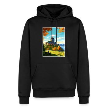 Affiche de voyage Fairmont Le Château Frontenac - Sweat à capuche Premium bio Homme - noir - Devant - Nico (187cm)