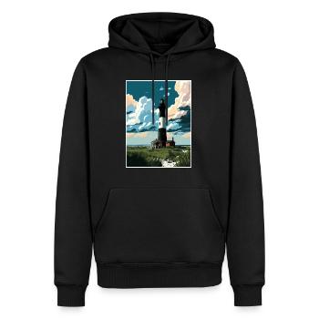 Fire Island New York State Vintage-Reiseposter - Männer Premium Bio Hoodie - Schwarz - Vorne - Nico (187cm)