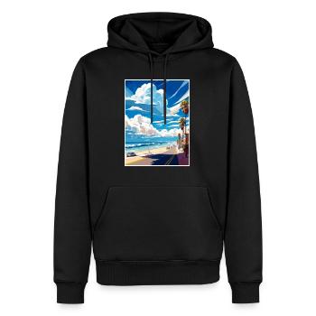 Manhattan Beach Kalifornien Vintage Reiseposter - Männer Premium Bio Hoodie - Schwarz - Vorne - Nico (187cm)