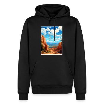 Bryce Canyon Nationalpark Vintage Reiseposter - Männer Premium Bio Hoodie - Schwarz - Vorne - Nico (187cm)