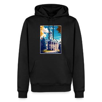 State College Pennsylvanie Vintage affiche de voyage - Sweat à capuche Premium bio Homme - noir - Devant - Nico (187cm)