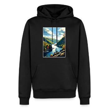 Delaware Water Gap Pennsylvania Reiseposter - Männer Premium Bio Hoodie - Schwarz - Vorne - Nico (187cm)