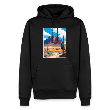 Superstition Mountains Arizona Reiseposter - Männer Premium Bio Hoodie - Schwarz - Vorne - Nico (187cm)