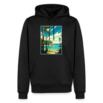 Affiche de voyage du parc d’État de la péninsule du Wisconsin - Sweat à capuche Premium bio Homme - noir - Devant - Nico (187cm)