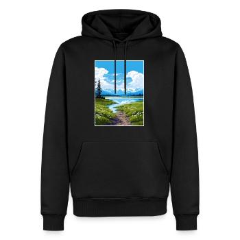 Lake Clark Nationalpark Alaska Reiseposter - Männer Premium Bio Hoodie - Schwarz - Vorne - Nico (187cm)