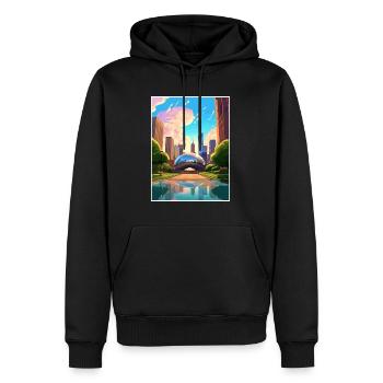Chicago Illinois Millennium Park affiche de voyage - Sweat à capuche Premium bio Homme - noir - Devant - Nico (187cm)