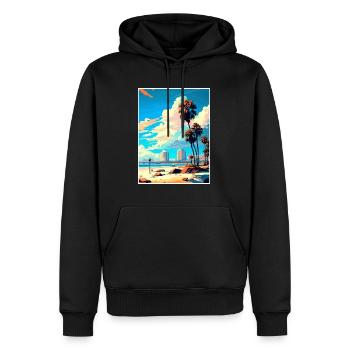 Long Beach Californie Cali Vintage affiche de voyage - Sweat à capuche Premium bio Homme - noir - Devant - Nico (187cm)