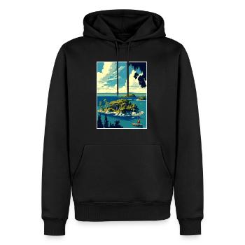Thousand Islands New York State Reiseposter - Männer Premium Bio Hoodie - Schwarz - Vorne - Nico (187cm)