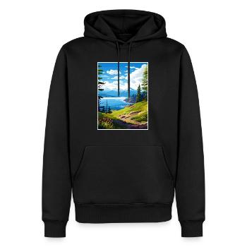 Kachemak Bay Alaska Vintage Reiseposter Souvenir - Männer Premium Bio Hoodie - Schwarz - Vorne - Nico (187cm)