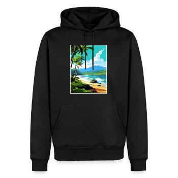Waianapanapa Hawaï Vintage voyage affiche Souvenir - Sweat à capuche Premium bio Homme - noir - Devant - Nico (187cm)