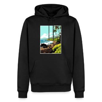 Waianapanapa Hawaï Vintage voyage affiche Souvenir - Sweat à capuche Premium bio Homme - noir - Devant - Nico (187cm)