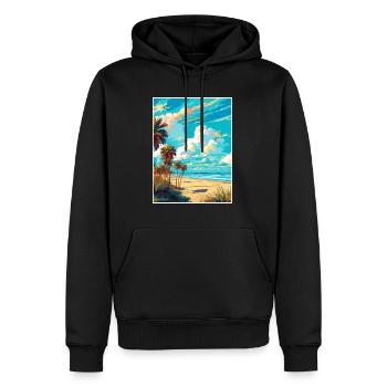 Cocoa Beach Florida Vintage Reiseposter Souvenir - Männer Premium Bio Hoodie - Schwarz - Vorne - Nico (187cm)