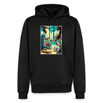 South Beach Florida Vintage Travel Poster Souvenir - Men’s Premium Organic Hoodie - black - Front - Nico (187cm)
