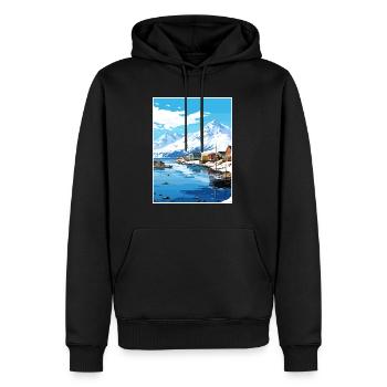 Dutch Harbor Alaska Vintage Reiseposter Souvenir - Männer Premium Bio Hoodie - Schwarz - Vorne - Nico (187cm)