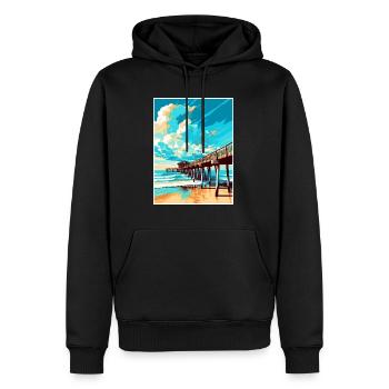 Cocoa Beach Florida Vintage Reiseposter Souvenir - Männer Premium Bio Hoodie - Schwarz - Vorne - Nico (187cm)