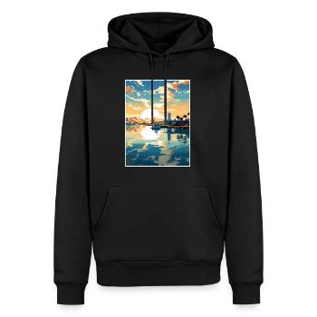 Pearl Harbor Hawaii Vintage Reiseposter Souvenir - Männer Premium Bio Hoodie - Schwarz - Vorne - Nico (187cm)