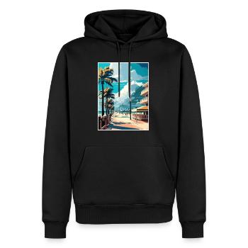 South Beach Florida Vintage Travel Poster Souvenir - Men’s Premium Organic Hoodie - black - Front - Nico (187cm)