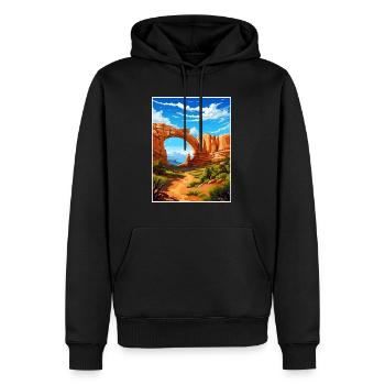 Pont naturel Utah Vintage voyage affiche Souvenir - Sweat à capuche Premium bio Homme - noir - Devant - Nico (187cm)