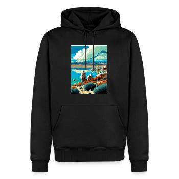 Mono lac Californie Vintage voyage affiche WPA Art - Sweat à capuche Premium bio Homme - noir - Devant - Nico (187cm)