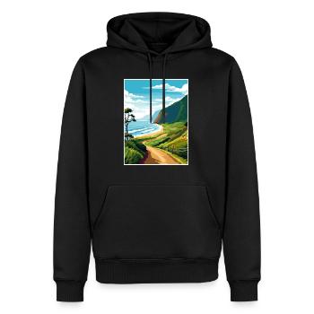 Waipio Valley Hawaï Vintage voyage affiche WPA Art - Sweat à capuche Premium bio Homme - noir - Devant - Nico (187cm)