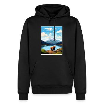 Île de Kodiak Alaska Vintage voyage affiche WPA Art - Sweat à capuche Premium bio Homme - noir - Devant - Nico (187cm)