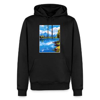 Vancouver Canada Vintage voyage affiche Souvenir - Sweat à capuche Premium bio Homme - noir - Devant - Nico (187cm)