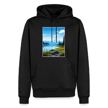 Kenai Lake Alaska Vintage Reiseposter Souvenir - Männer Premium Bio Hoodie - Schwarz - Vorne - Nico (187cm)