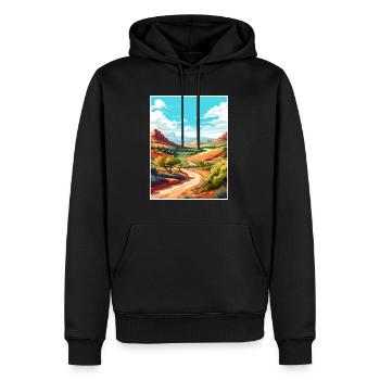 Mount Scott Texas Vintage Reiseposter Souvenir - Männer Premium Bio Hoodie - Schwarz - Vorne - Nico (187cm)