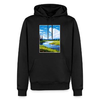 Chena Lake Alaska Vintage Reiseposter Souvenir - Männer Premium Bio Hoodie - Schwarz - Vorne - Nico (187cm)