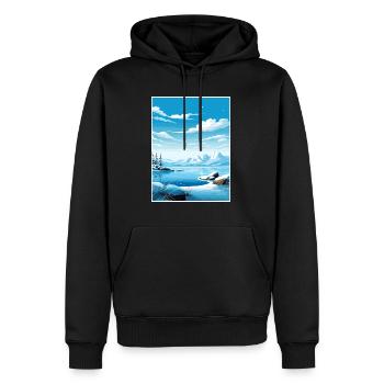Nordpol Alaska Vintage Reiseposter Souvenir - Männer Premium Bio Hoodie - Schwarz - Vorne - Nico (187cm)