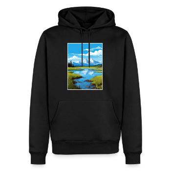 Lake Clark Alaska Vintage Reiseposter Souvenir - Männer Premium Bio Hoodie - Schwarz - Vorne - Nico (187cm)