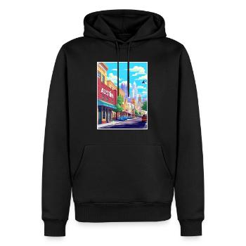 Austin Texas Vintage Voyage Poster WPA Souvenir - Sweat à capuche Premium bio Homme - noir - Devant - Nico (187cm)