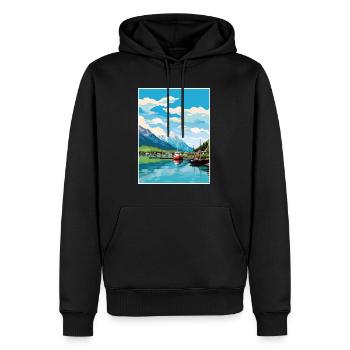 Seward Alaska Vintage Reiseposter WPA Souvenir - Männer Premium Bio Hoodie - Schwarz - Vorne - Nico (187cm)
