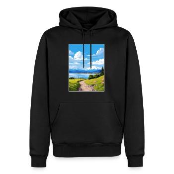Homer Alaska Vintage voyage affiche WPA Souvenir - Sweat à capuche Premium bio Homme - noir - Devant - Nico (187cm)
