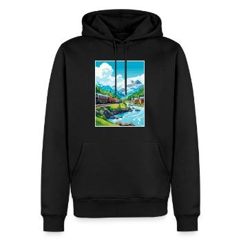 Skagway Alaska Vintage Reiseposter WPA Souvenir - Männer Premium Bio Hoodie - Schwarz - Vorne - Nico (187cm)