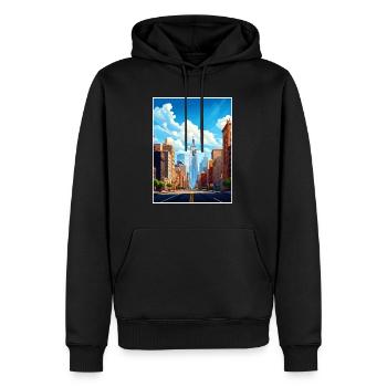 New York State Vintage Reiseposter WPA Souvenir - Männer Premium Bio Hoodie - Schwarz - Vorne - Nico (187cm)
