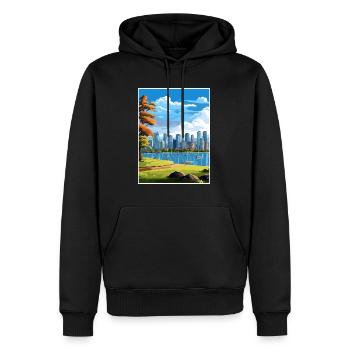 Vancouver Canada Vintage voyage affiche Souvenir - Sweat à capuche Premium bio Homme - noir - Devant - Nico (187cm)