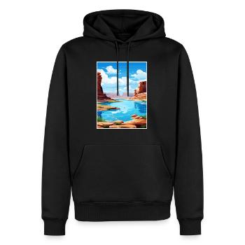 Lac Powell Utah Vintage voyage affiche Souvenir - Sweat à capuche Premium bio Homme - noir - Devant - Nico (187cm)