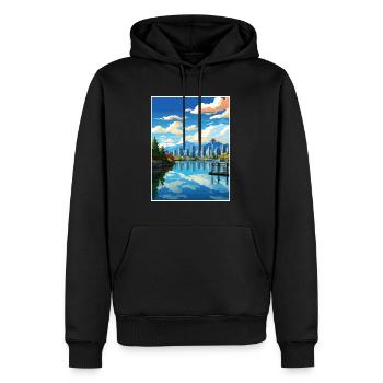 Vancouver Canada Vintage voyage affiche Souvenir - Sweat à capuche Premium bio Homme - noir - Devant - Nico (187cm)