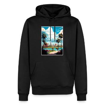 Boca Raton Floride Vintage voyage affiche Souvenir - Sweat à capuche Premium bio Homme - noir - Devant - Nico (187cm)