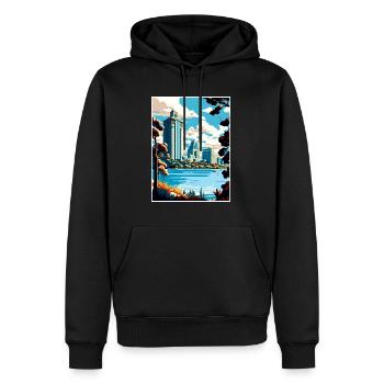 Oakland Kalifornien Vintage Reiseposter Souvenir - Männer Premium Bio Hoodie - Schwarz - Vorne - Nico (187cm)