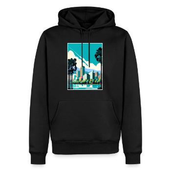 Oakland Californie Vintage voyage affiche Souvenir - Sweat à capuche Premium bio Homme - noir - Devant - Nico (187cm)