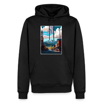 Leadville Colorado Vintage Reiseposter Souvenir - Männer Premium Bio Hoodie - Schwarz - Vorne - Nico (187cm)