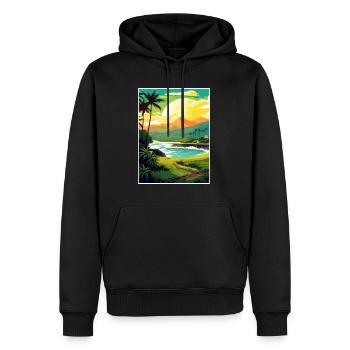 Kailua Kona Hawaii Vintage Reiseposter Souvenir - Männer Premium Bio Hoodie - Schwarz - Vorne - Nico (187cm)