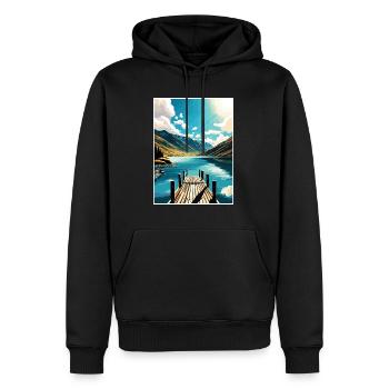 Nelson Lakes New Zealand Vintage Travel Poster WPA - Men’s Premium Organic Hoodie - black - Front - Nico (187cm)