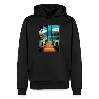Nelson Lakes New Zealand Vintage Travel Poster WPA - Men’s Premium Organic Hoodie - black - Front - Nico (187cm)