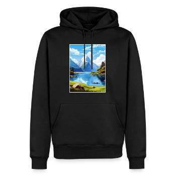 Milford Sound Neuseeland Vintage Reiseposter - Männer Premium Bio Hoodie - Schwarz - Vorne - Nico (187cm)